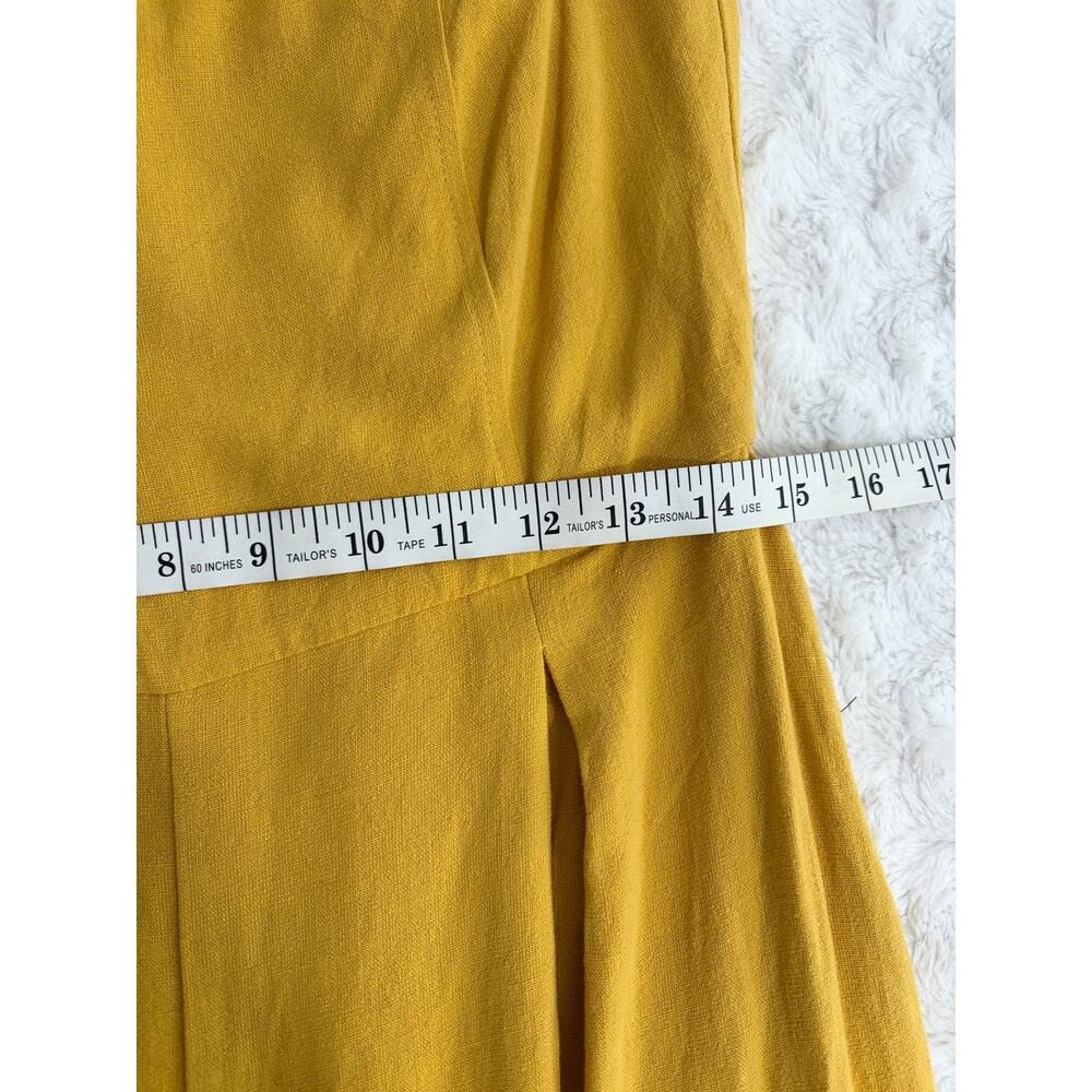 NEW Lulus Breezy Essential Mustard Yellow Linen Wide-Leg Lightweight Jumpsuit M - Picture 8 of 9